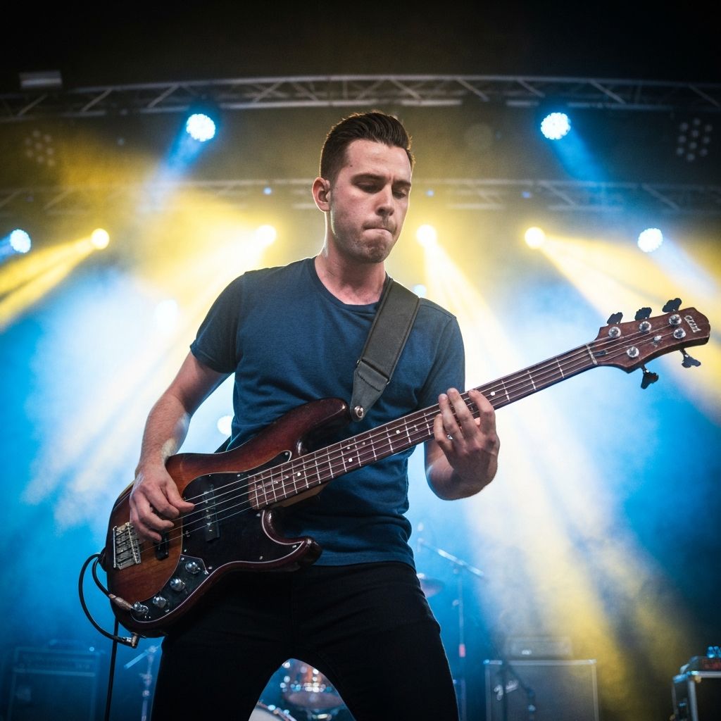Bass player on stage